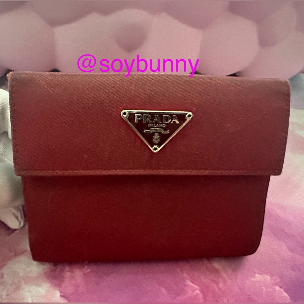 Vintage Y2K Prada Red Nylon Bifold Wallet (GUC; Red)